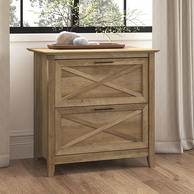 Bush Home Key West 2 Drawer Lateral File Cabinet in Reclaimed Pine, Document Storage for Home Office, Accent Chest with Drawers