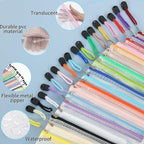 EOOUT 56pcs Mesh Zipper Pouch, Waterproof Zipper Bags, 8 Sizes Plastic Travel Pouch, 18 Colors, Multipurpose for Travel Storage, Office Appliances