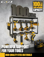 Power Tool Organizer, 8 Drill Holders Wall Mount, 3 Layer Heavy Duty Metal Storage for Garage Organization, Tools Storage with Hooks, Screwdriver Hammer Holder, Father's Day Mens Birthday Gift