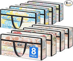 8 Pack Long Clear Storage Bags for Comforter, Clothes & Bedding, Plastic Blanket Storage with Zipper and Handle, Moving Bags, Closet Organizer and Under-Bed Storage (90L, 39.4"*7.1"*19.7")
