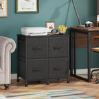 4 Drawer Lateral File Cabinet, Mobile Filing Cabinet for Large Printer, Home Office Functional Small Office Storage Cabinet & Printer Stand, Fits Letter/A4, Black