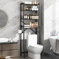 Over The Toilet Storage Shelf, 4-Tier Bathroom Organizers and Storage Rack with Adjustable Height, Freestanding Above Toilet Shelves for Bathroom & Laundry, Space Saver, Black