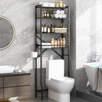 Over The Toilet Storage Shelf, 4-Tier Bathroom Organizers and Storage Rack with Adjustable Height, Freestanding Above Toilet Shelves for Bathroom & Laundry, Space Saver, Black