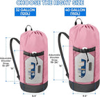 BALEINE 120L Laundry Bag Backpack, 900D Oxford Fabric Large Travel Laundry Bags with Shoulder Straps and 2 Mesh Pockets for College Dorm, Apartment, Laundromat (Pink, 120L)