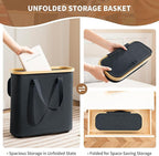 30L Toilet Paper Storage Basket with Lid & Handle, Bamboo Toilet Paper Organizer for Bathroom, Free Standing Toilet Paper Holder Stand for 12-16 Rolls, Bathroom Tissue Storage Bin