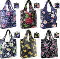 BeeGreen Floral Reusable Grocery Bags - X Large 50 LB Capacity,Foldable Tote Bag Gifts Fashionable Ripstop Polyester, Recyclable, Machine Washable Bulk Bags With Pouch - Ideal for Shopping