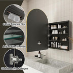 Arched Medicine Cabinet Mirror No Assembly Needed Bathroom Mirror with Storage Recessed or Surface Mount Options (Gold, 36" L x 24" W)