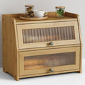 Large Bread Box for Kitchen Countertop, Double Layer Breadbox for Homemade Loaf Bread, Farmhouse Bread Storage Container Bin for Kitchen Counter Pantry Cupboard (Natural Bamboo)