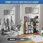 Freestanding Snowboard Rack - 4 Pair Ski, 3 Pack Snowboard, Boot, Pole, Goggles, Helmet Rack for Garage, Shed, Basement