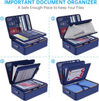 ENGPOW 5200℉ Fireproof File Organizer Bag with 13 Pocket Accordion File Folder,Document Organizer Box with Lock&Labels,Multi-Layer Portable Home Travel Safe Storage Box for Important Documents,Blue