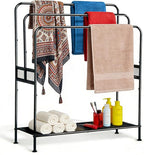 44" Extra Large Free Standing Towel Rack - 3 Tier Outdoor Pool Towel Holder, Versatile Blanket and Quilt Rack Stand for Living Room, Bathroom, Bedroom, Beach, Hot Tub, Gym and Pool Area Outside