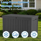 280 Gallon Outdoor Waterproof Resin Storage Deck Box Lockable Outside Bench UV Resistant Bin Patio Porch Furniture Pool Float Garden Tool Cushion Black