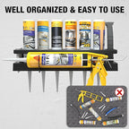UNITEDPOWER Caulking Gun Holder 6+1, Wall Mount Hand Caulking Gun Storage Rack, Caulk Tube Organizer for Workshop, Shop, Garage
