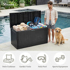 YITAHOME 90 Gallon Large Outdoor Deck Box, Lockable Waterproof Resin Storage Box with Handles, Weatherproof & UV Resistant, Patio Garden Tool Container for Outdoor Furniture, Black