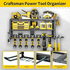 Power Tool Organizer Wall Mount Heavy Duty 320 lbs, 3 Layers Storage Rack with 9 Drill Holders & Battery Storage, cordless tool organizer for Garage, Workshop & Tool Room