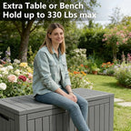 120 Gallon Outdoor Storage Box, Resin Deck Boxes Outdoor Waterproof For Patio Furniture, Garden Tools, Pool Supplies, Durable And UV Resistant, Lockable（Gray）
