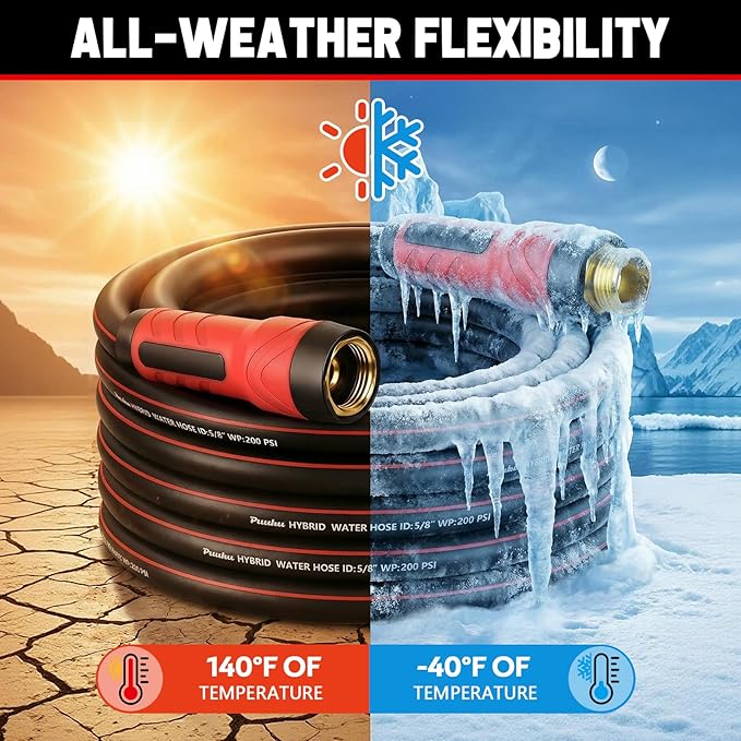 Short Garden Hose 15ft x 5/8", NON-EXPANDABLE Heavy Duty Premium Flexible Water Hose, No Kink, Leakproof, Lightweight Hybrid Hose with Male to Female Fittings for Household&Backyard