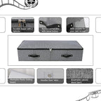 Omygarden Under Bed Storage Bins with Lids, Closet Organizers, Foldable Under-bed Storage Baskets for Sheets, Clothes, Quilts, Sweaters, Wrapping Paper, 35x16.5x7inch, Black Gray, 1PCS