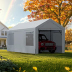 ADVANCE OUTDOOR Replacement Mesh Window Sidewall Tarp for 10/12x20 ft Carport Canopy, Heavy-Duty Waterproof & UV Protected, Easy Installation with Ball Bungees, Sliver Gray, One Sidewall Only