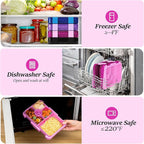 Bento Lunch Box for Kids, 6 Compartments BPA Free, Dishwasher Safe Back to School Snack Bento Lunch Containers Boxes, Ideal Portion Sizes for On-the-Go Meal, Shiny Rose