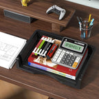 6 Pack Office Stackable Letter Tray, Plastic Stackable Paper Storage Basket Tray, Black