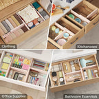 Lifewit 12 Pack 4" High Drawer Dividers 28-43.5cm/11-17" Adjustable Drawer Organizer for Clothes/Utensils, Expandable Drawer Separator in Dresser/Kitchen/Bedroom/Office Organization & Storage Beige