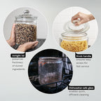 Restaurantware Glass Storage Containers - 1 Count 6 Liter Airtight Kitchen Canisters - Pantry Jars With Lids For Food - Clear Crystal Glass