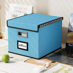 Huolewa Decorative File Organizer Document Storage Boxes with Lids, Linen Hanging Filing Storage Boxes, Decorative Home/Office Filing System for File and Folders Storage