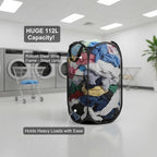 5 Pack Commercial Pop Up Laundry Hampers, 112L Large Capacity, Foldable Mesh with Steel Frame, Oxford Fabric Bulk Laundry Baskets for Hotels, Dorms, Shelters and Property Management