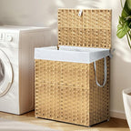 NEWBULIG Foldable Laundry Hamper with Lid, 29.1 Gallon (110L) Large Capacity Clothes Basket, Three Insert Storage Organizer Bin for Bedroom, Bathroom & Laundry Room, Yellow