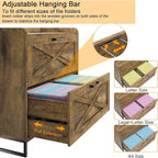 File Cabinet 2 Drawers Lateral File Cabinet with Charging Station for Letter/Legal/A4 Size Hanging Files, Large Wood File Storage Cabinets Printer Stand for Home Office, Brown
