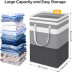 HomeHacks 3-Pack Large Laundry Basket,75L Each Waterproof, Freestanding Laundry Hamper, Collapsible Tall Clothes Hamper with Extended Handles for Clothes in the Dorm and Family-Gradient Grey