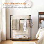 HOOBRO Extra Large Free Standing Towel Rack, 3 Tier Blanket Rack, Blanket Holder for Bathroom, 32.3" L x 11.4" W x 39.4" H, for Living Room, Bedroom, Rustic Brown and Black BF30LB01