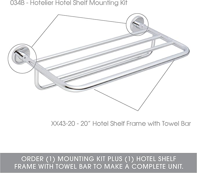 Ginger 034B/PC Hotel Shelf Mounting Kit, Hotelier, Polished Chrome