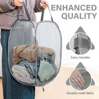 DecorRack 1 Pack Mesh Pop Up Laundry Hamper, Lightweight Foldable Clothes Basket with Easy Carry Handles, Durable Mesh Design for Air Circulation and Simple Storage, Gray (1 Pack)