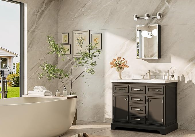 TokeShimi 16 x 24 Medicine Cabinets for Bathroom with Mirror, Assembly Required, Recessed Medicine Cabinet with Tempered Beveled Mirror, Stepless Adjustable Shelves, DTC Hinge