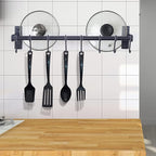 Dseap Pot Rack - Pots and Pans Hanging Rack Rail with 8 Hooks, Double Bars, Pot Hangers for Kitchen, Wall Mounted,Black