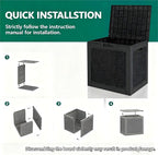 35 Gallon Outdoor Storage Box, Resin Deck Boxes Outdoor Waterproof For Patio Furniture, Garden Tools, Pool Supplies, Lockable And UV Resistant (Rattan Black)