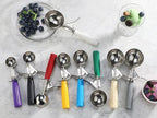 New Star Foodservice 34806 Commercial-Grade Thumb Press Food Disher/Ice Cream Scoop, 18/8 Stainless Steel, 3.25 oz, Size 12, Green