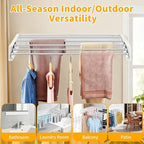 Wall Mounted Laundry Drying Rack, 31.5'' Collapsible Clothes Rack with 5 Rods, Heavy Duty Foldable Space Saving Laundry Drying Rack for Clothing & Towels