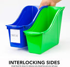Storex Large Book Bin, Interlocking Plastic Organizer for Home, Office and Classroom, Purple, 30-Pack (71117U06C)