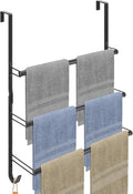 Livabber 3-Tier Over The Door Towel Rack, All Metal Towel Rack with Hooks for Door Hanging, Behind Door Towel Bar Towel Storage Holder for Bathroom Accessories, Black (19.37" L x 5.9" W x 24.4" H)
