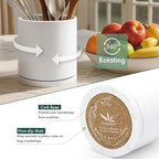 D'vine Dev 360° Rotating Utensil Holder – 5" Kitchen Utensil Crock for Countertop, Modern Cooking Tool Organizer for Kitchen Storage & Décor, White, 72-X-A-1