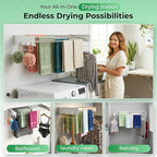 Laundry drying rack wall mount(28-INCH White), a wall mount clothes drying rack solution with reinforced metal frame, easy installation in tight spaces and foldable; drying rack clothing wall mounted.