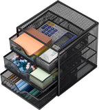 Mind Reader Desktop Accessory Storage, Desk Supplies, Organizer, Office, Metal Mesh, 6.25" L x 6.5" W x 6.5" H, Black