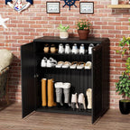 Outdoor Storage Cabinet Waterproof with Shelf,Resin Storage Sheds Outdoor Cabinets for tub Towels/Chemicals/Grill Items/Patio/Garden/Backyard, Size 34.3''L*15''W*36.2''H（Black）
