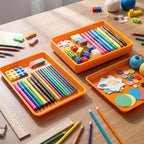 Maitys 15 Pcs Flat Plastic Trays 16.1 x 11.8'' Sensory Storage Paper Tray Stackable Classroom Bins for Office Home Organizer Crafts Supplies(Orange)