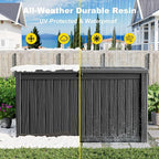 200 Gallon Outdoor Waterproof Resin Storage Deck Box Lockable Outside Bench UV Resistant Bin Patio Porch Furniture Pool Float Garden Tool Cushion Black