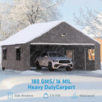 Carports Canopy Heavy Duty, Portable Garage with Sidewalls (20x20, Grey)