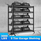 Garage Shelving Heavy Duty，Large Loads Adjustable Garage Storage Shelves, Metal Storage Racks and Shelving Units, Utility Rack Shelves,47.2”W x 24”D x 78”H,Black